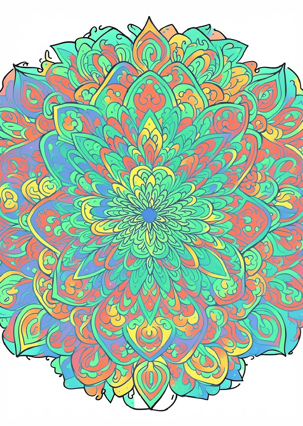 Halloween Mandala Coloring Page – colored example