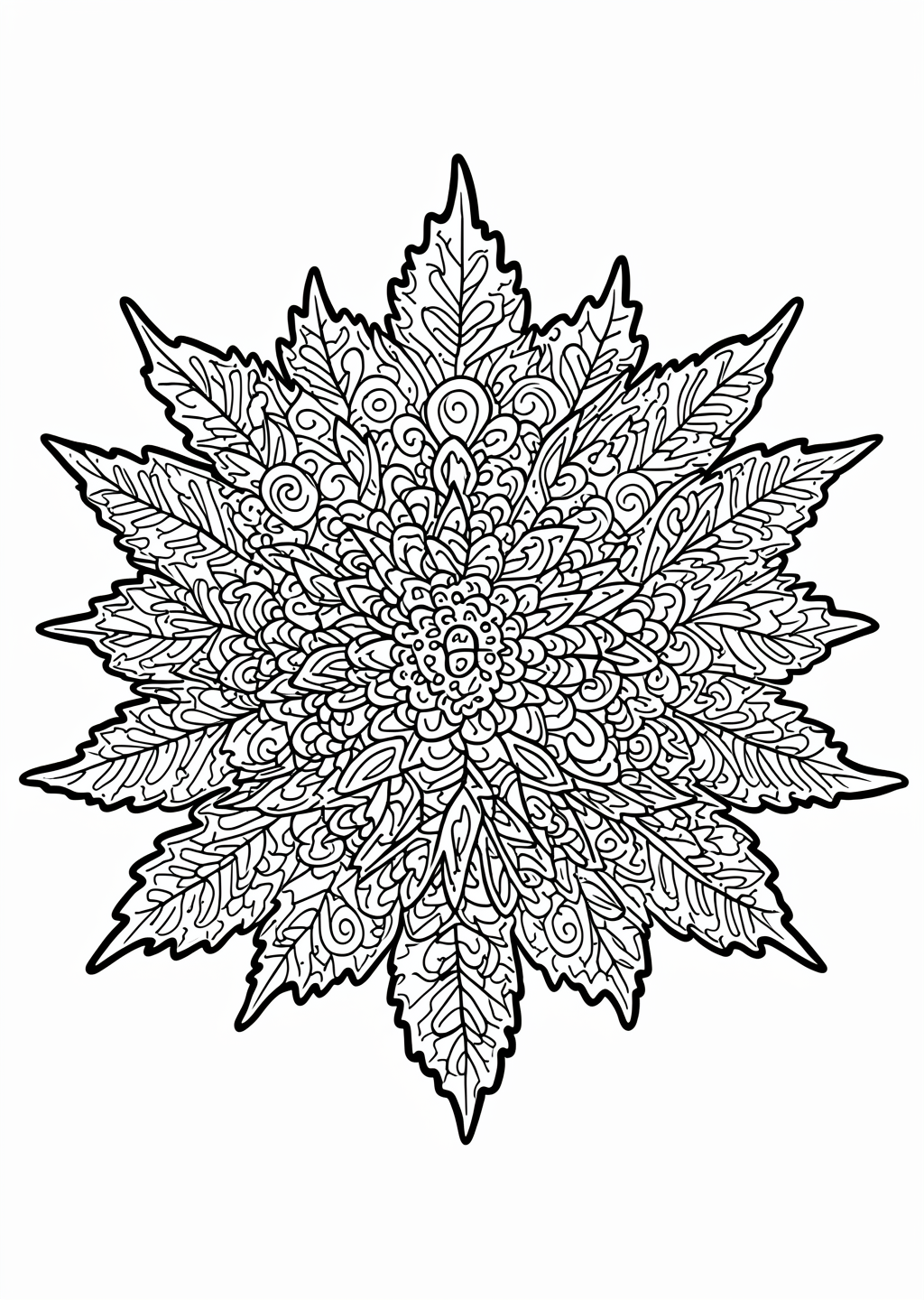 Autumn Mandala Coloring Page – line art