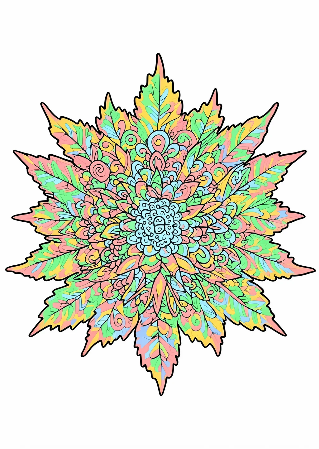 Autumn Mandala Coloring Page – colored example