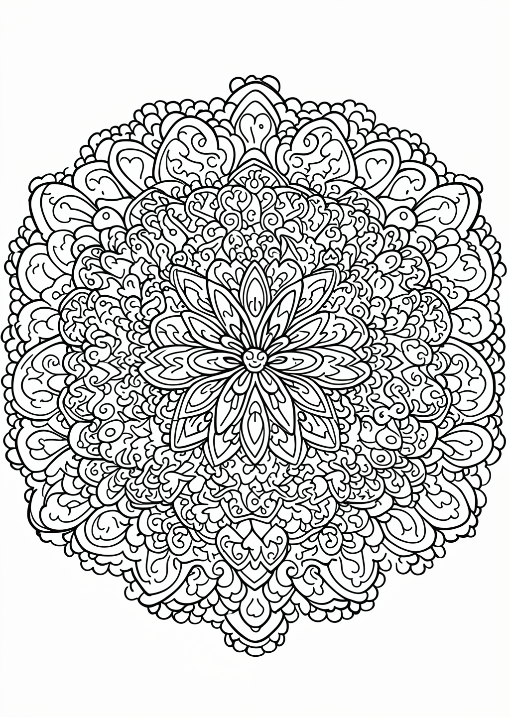 Heart Mandala 2 Coloring Page – line art