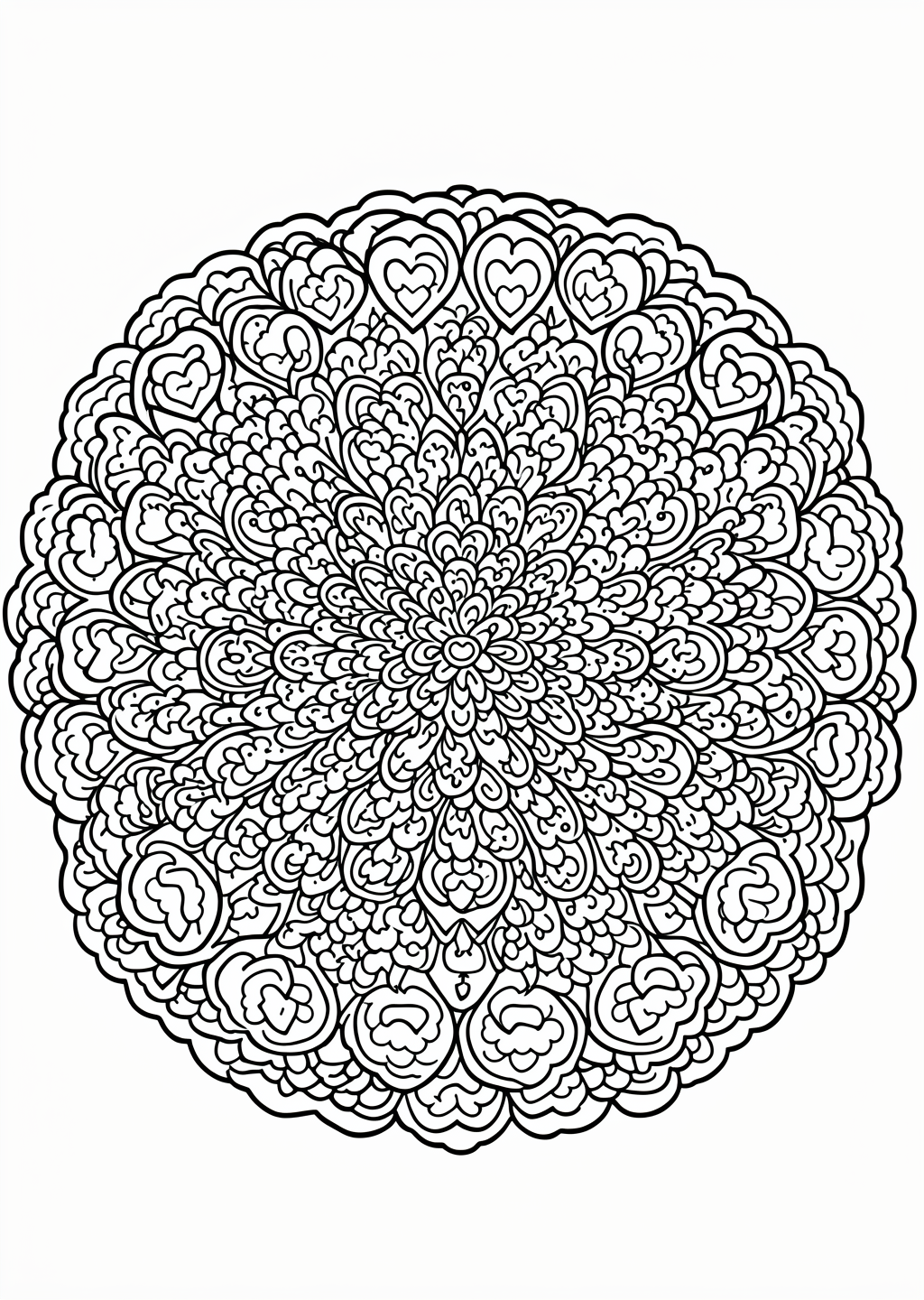 Heart Mandala Coloring Page – line art