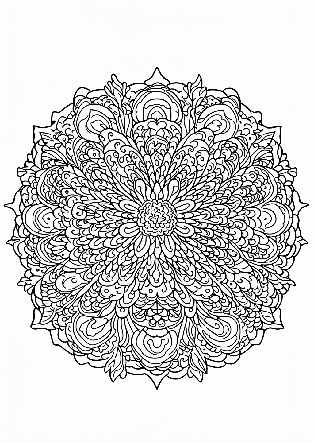 Cat Mandala Coloring Page – line art