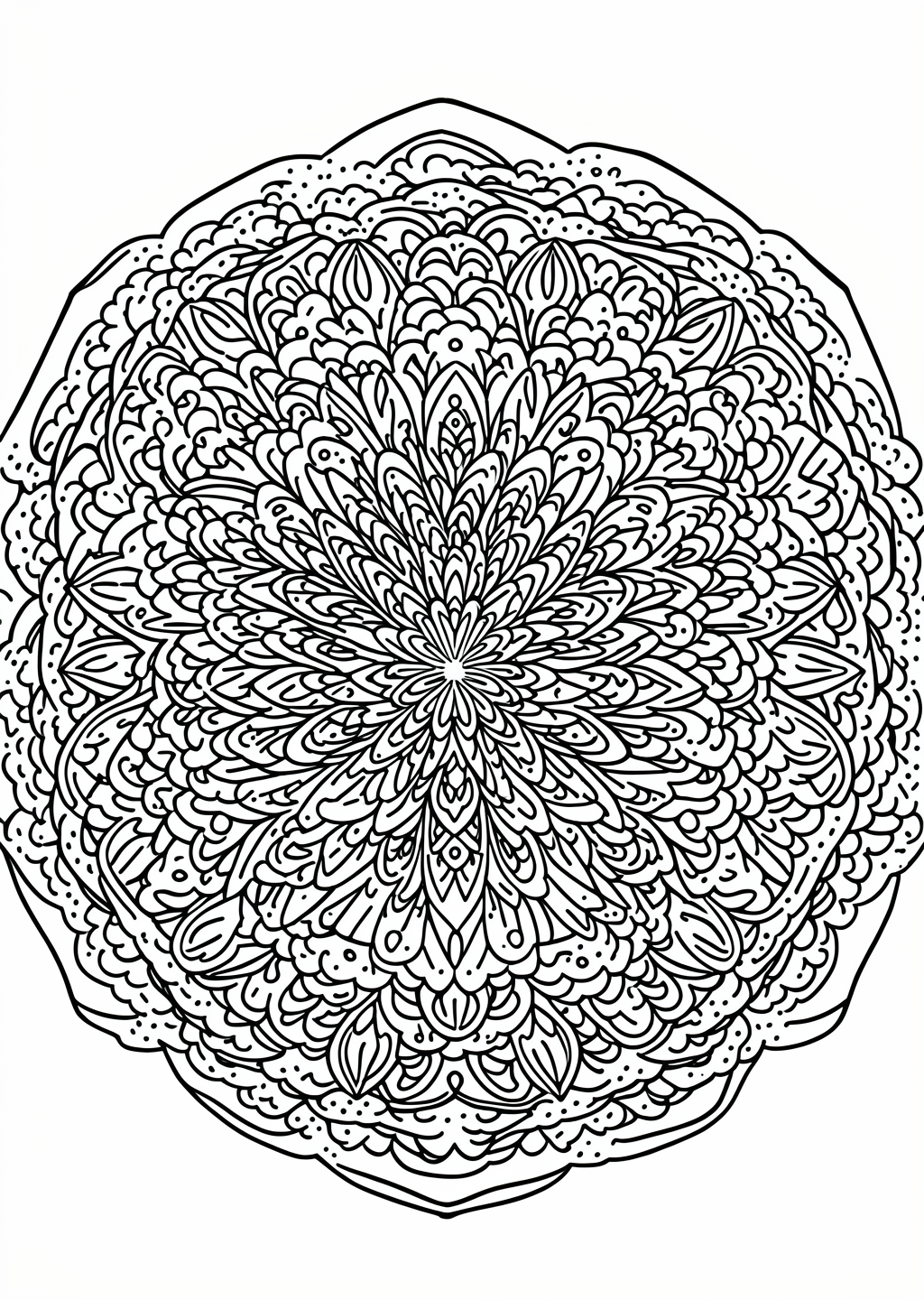 Crystal Mandala Coloring Page – line art