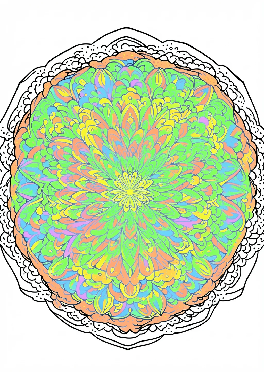 Crystal Mandala Coloring Page – colored example