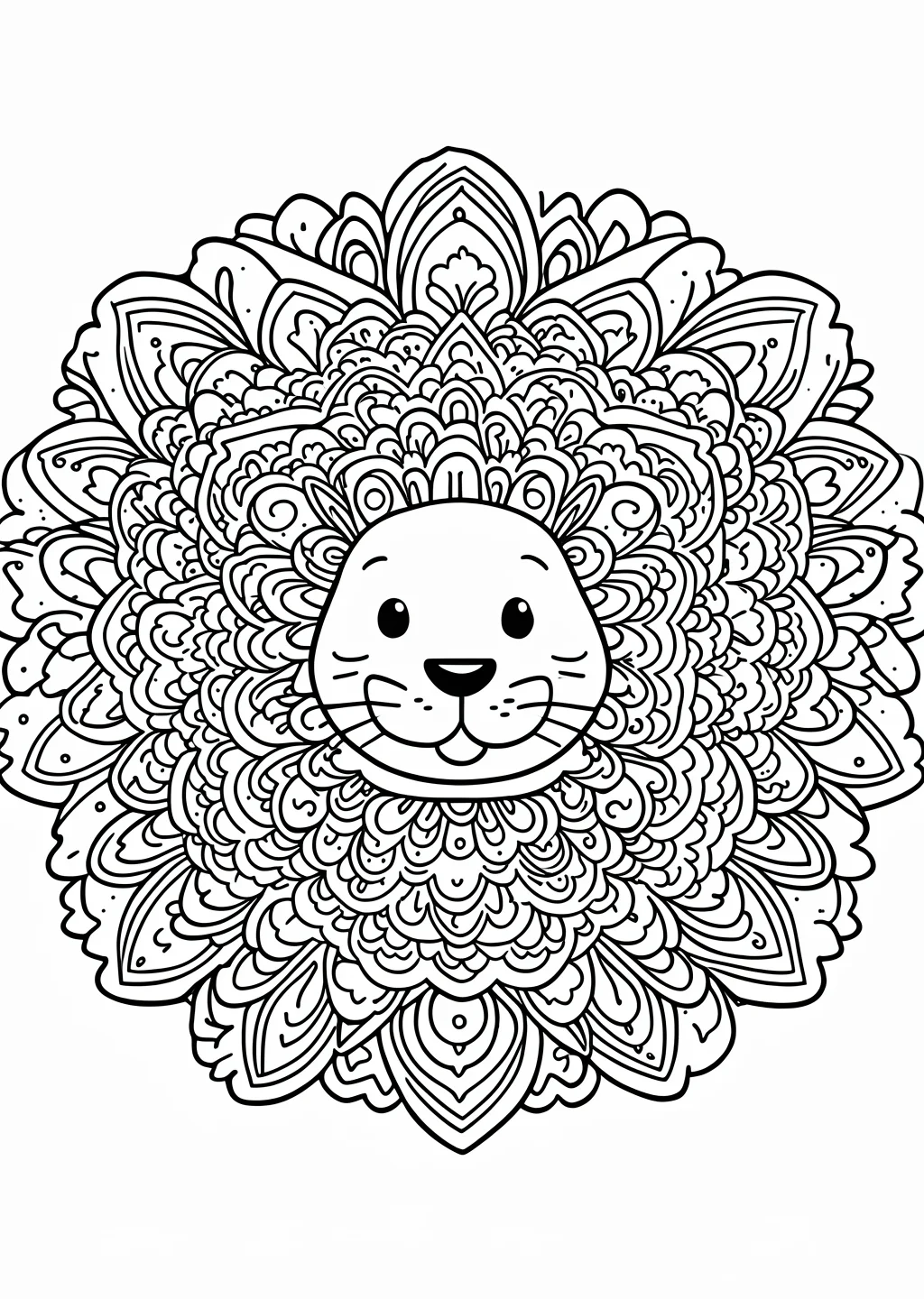 Lion Mandala Coloring Page