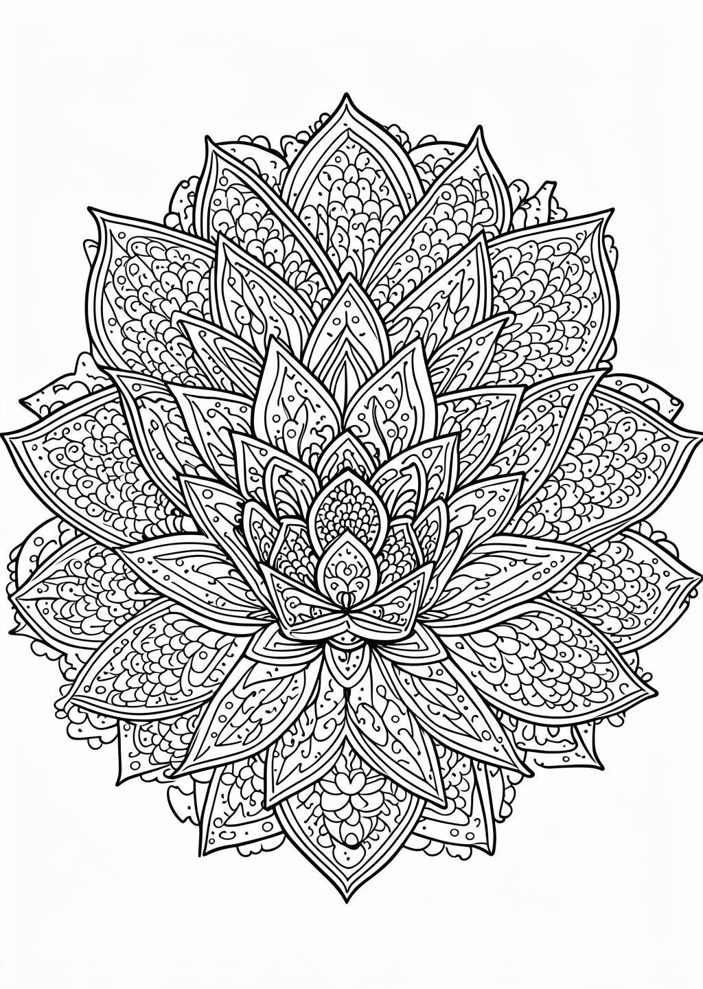 Lotus Mandala Coloring Page – line art