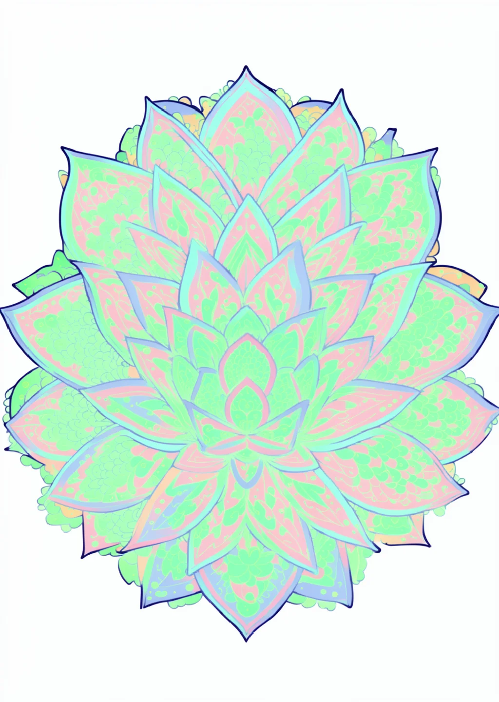 Lotus Mandala Coloring Page – colored example