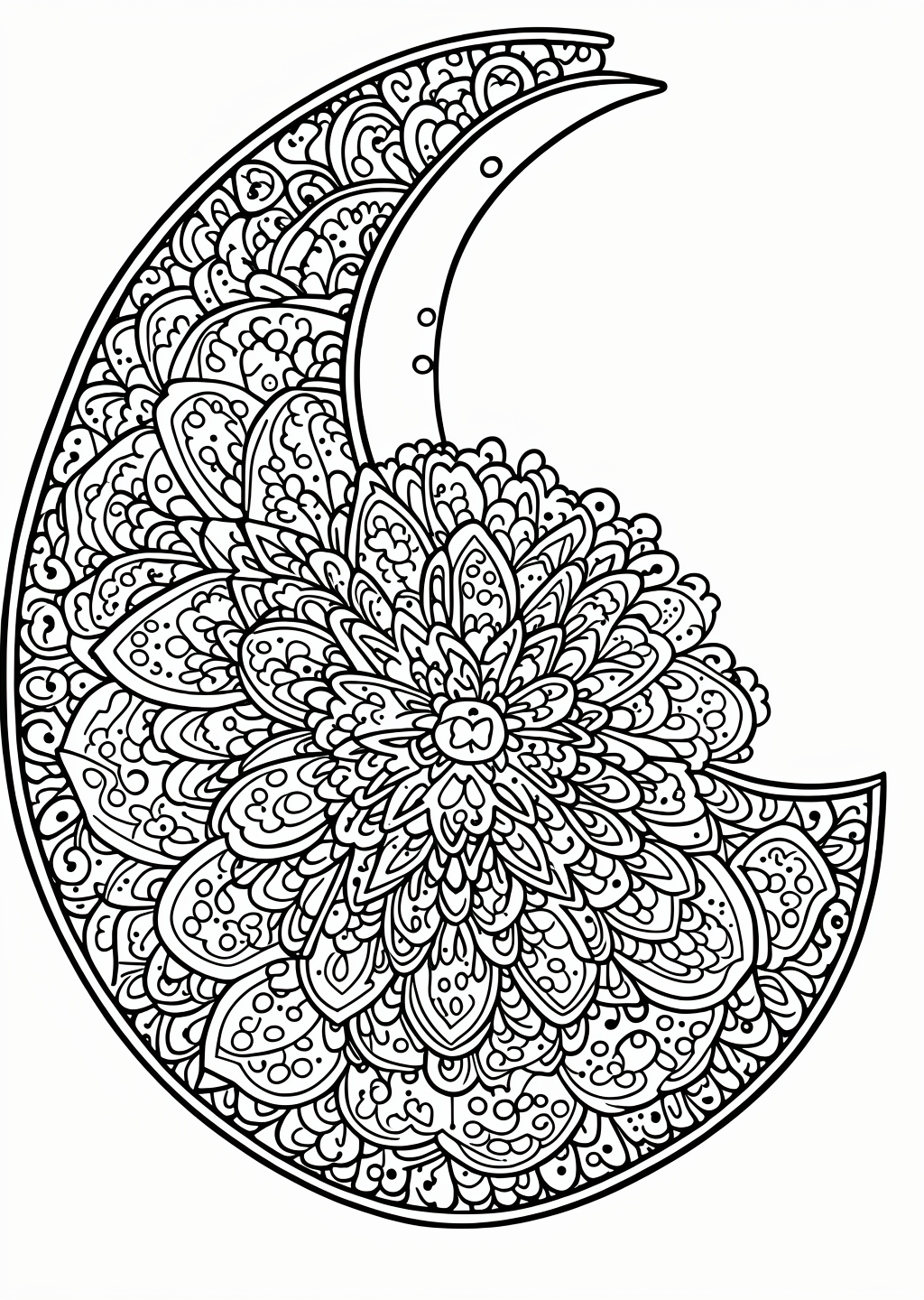 Moon Mandala Coloring Page – line art