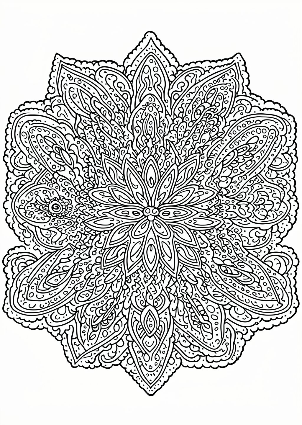 Paisley Mandala Coloring Page – line art