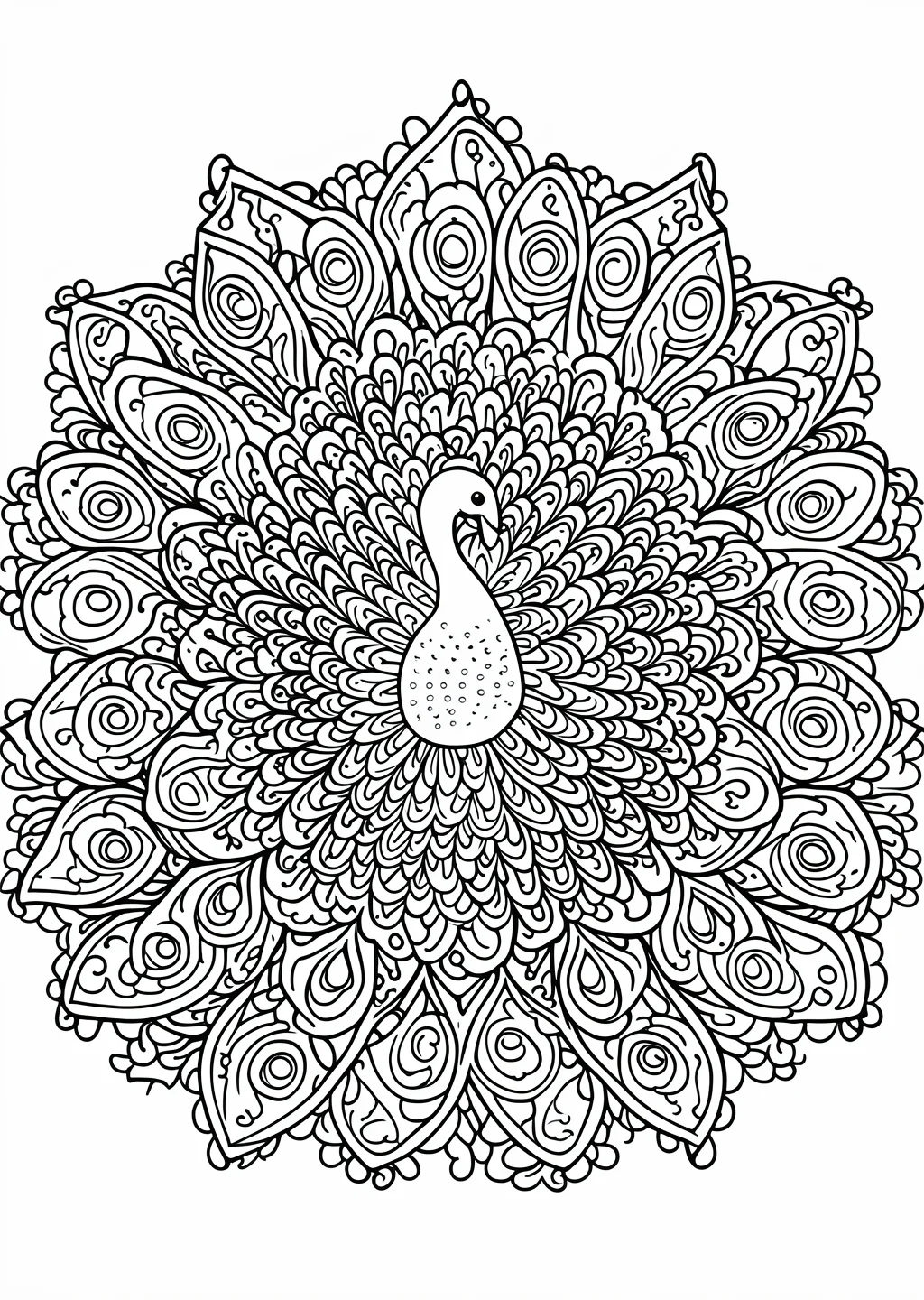 Peacock Mandala Coloring Page