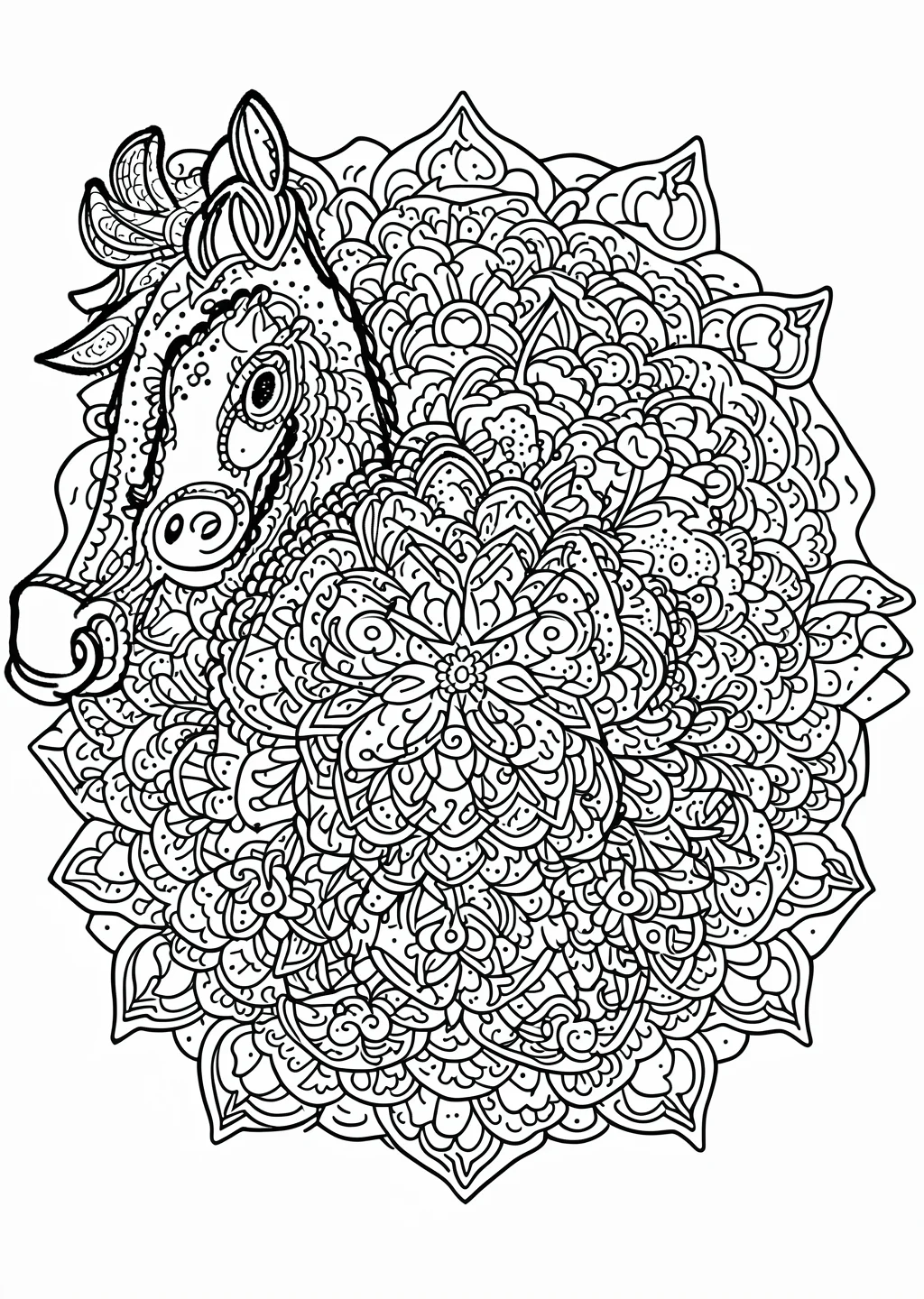 Horse Mandala Coloring Page