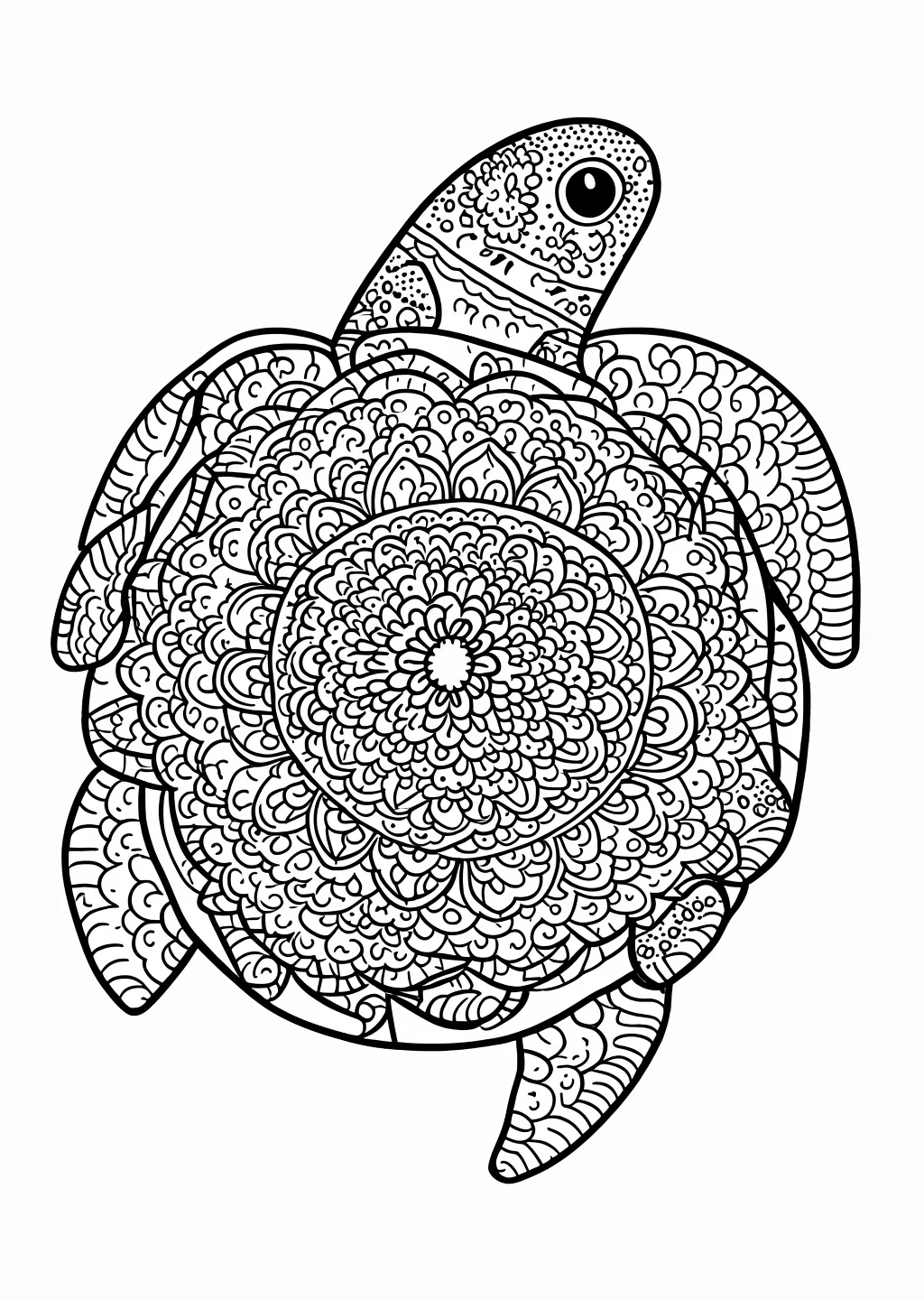 Turtle Mandala Coloring Page