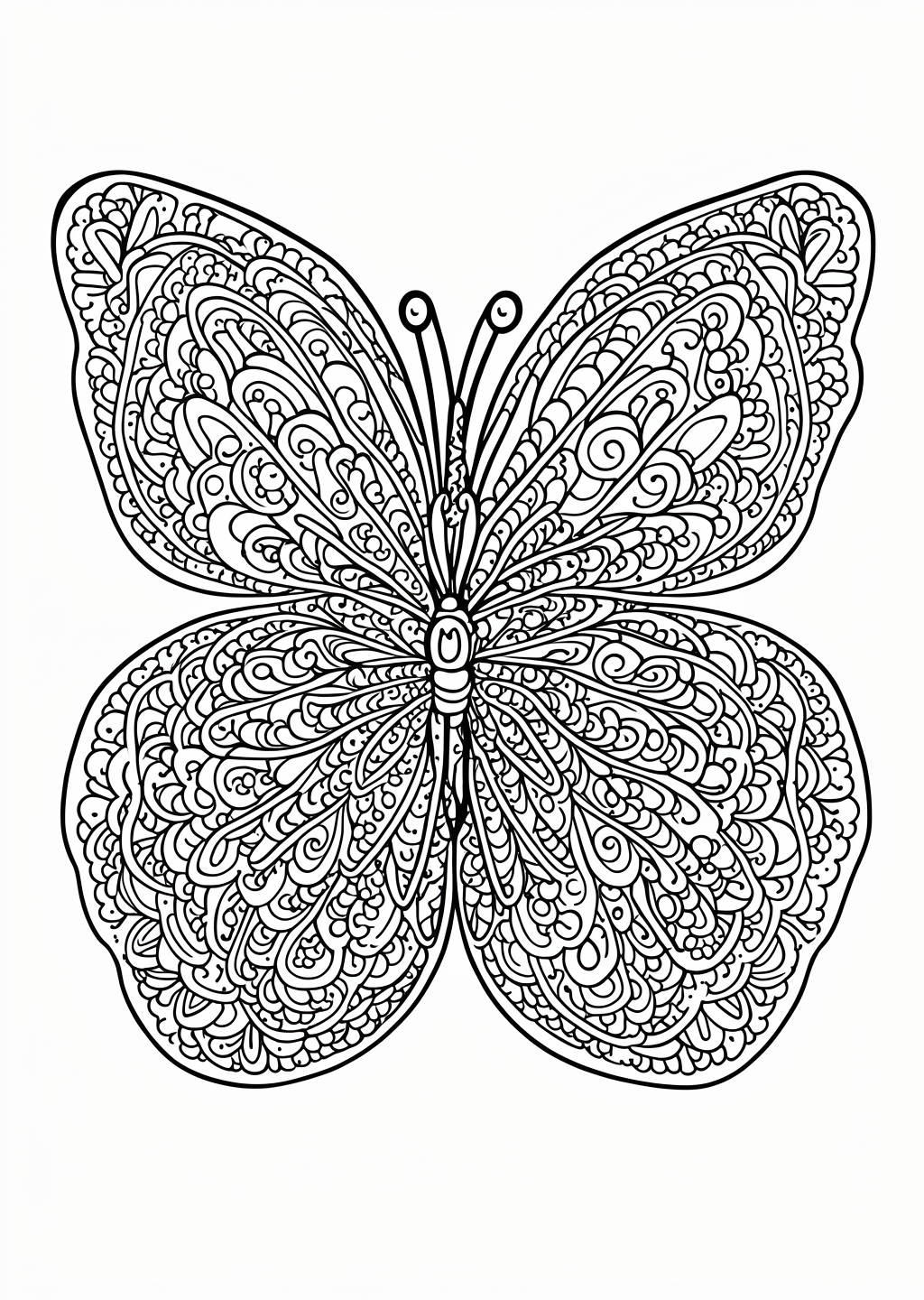 Butterfly Mandala Coloring Page – line art