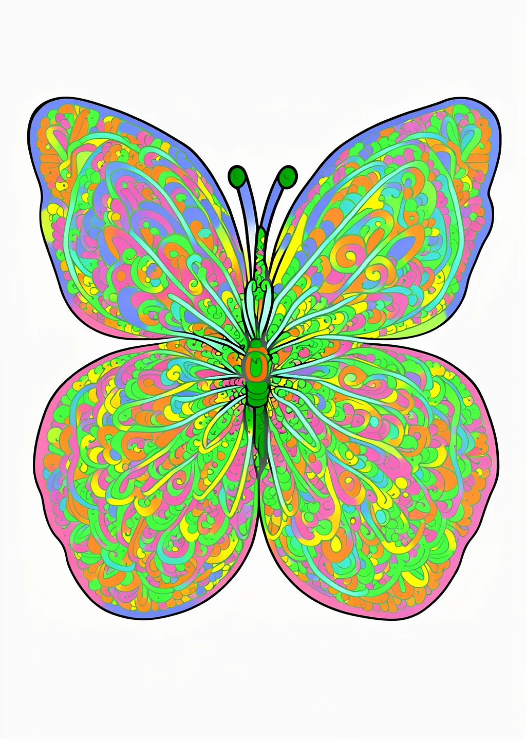 Butterfly Mandala Coloring Page – colored example