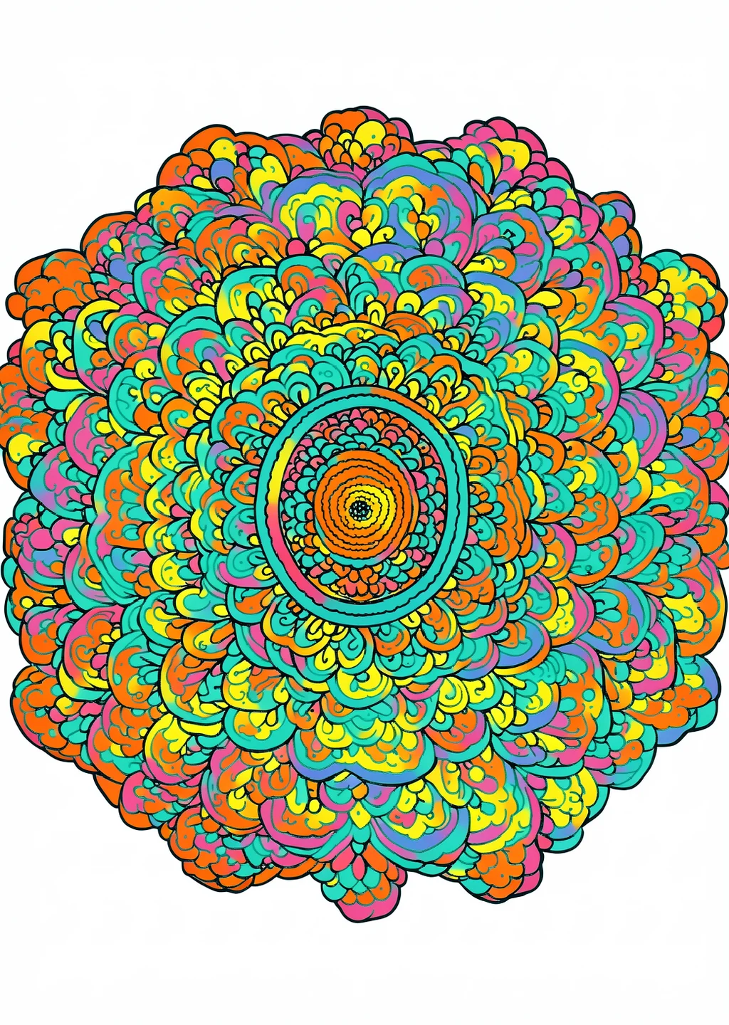 Snail Mandala Coloring Page – colored example