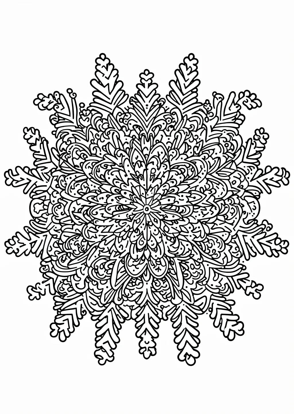 Snowflake Mandala Coloring Page