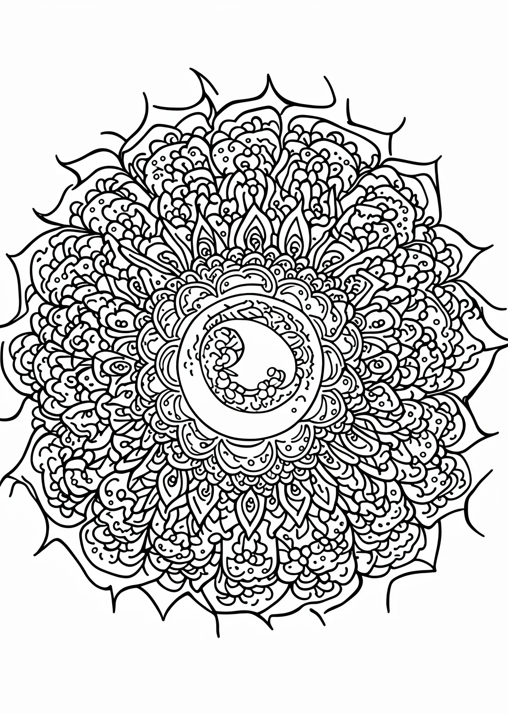 Sun and Moon Mandala Coloring Page