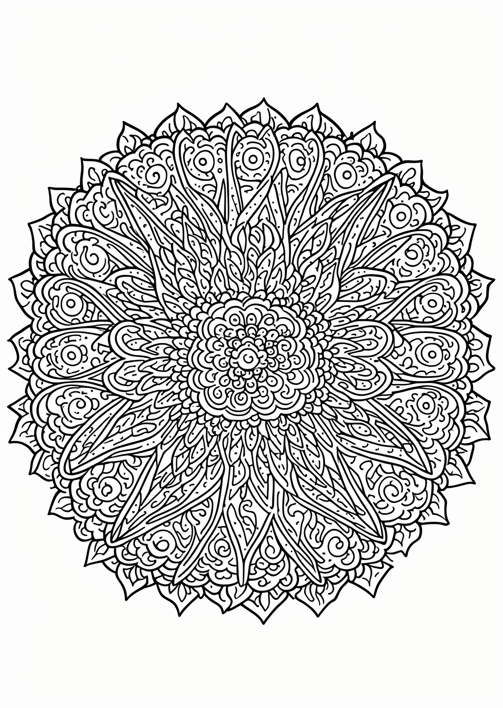 Mandala Sun Strahlen Coloring Page – line art