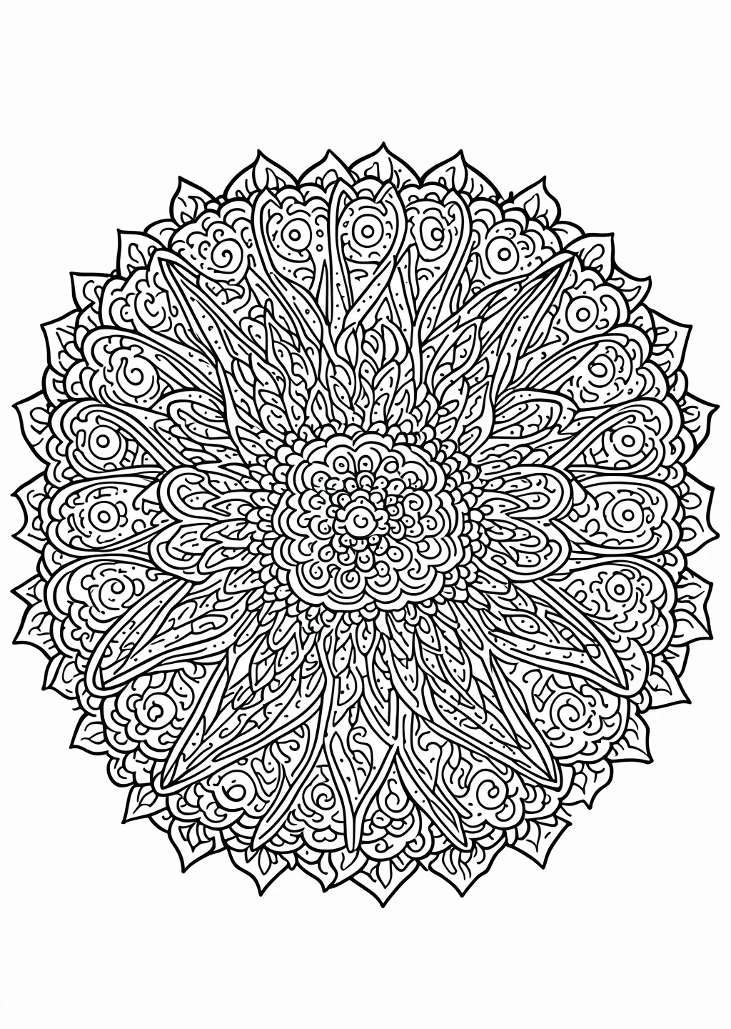Mandala Sun Strahlen Coloring Page