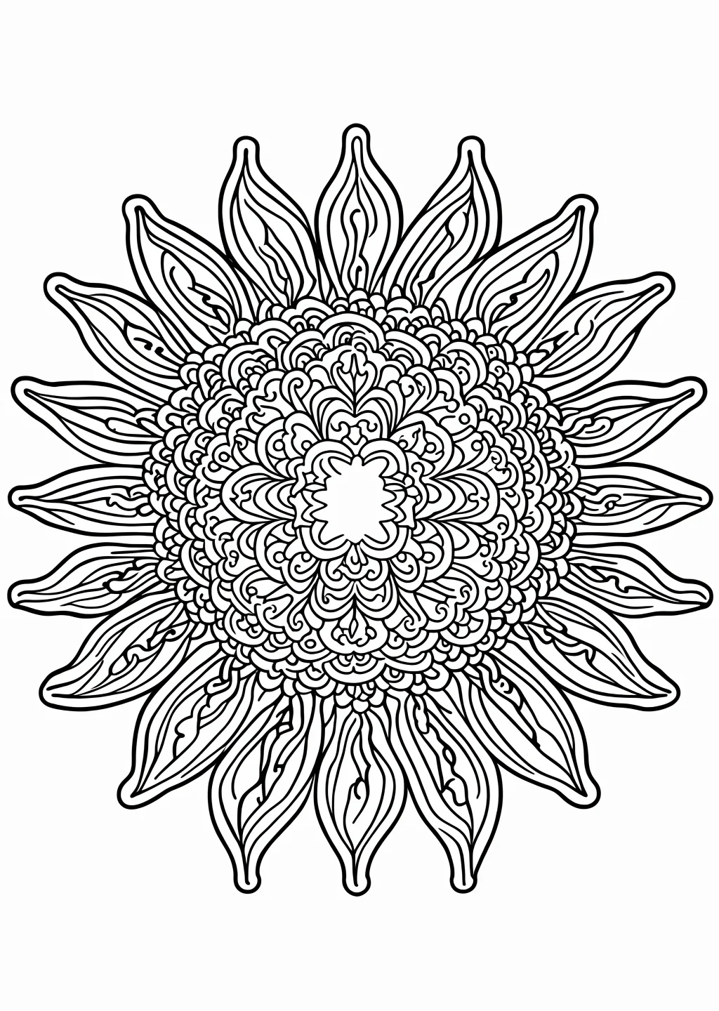 Sun Mandala Coloring Page