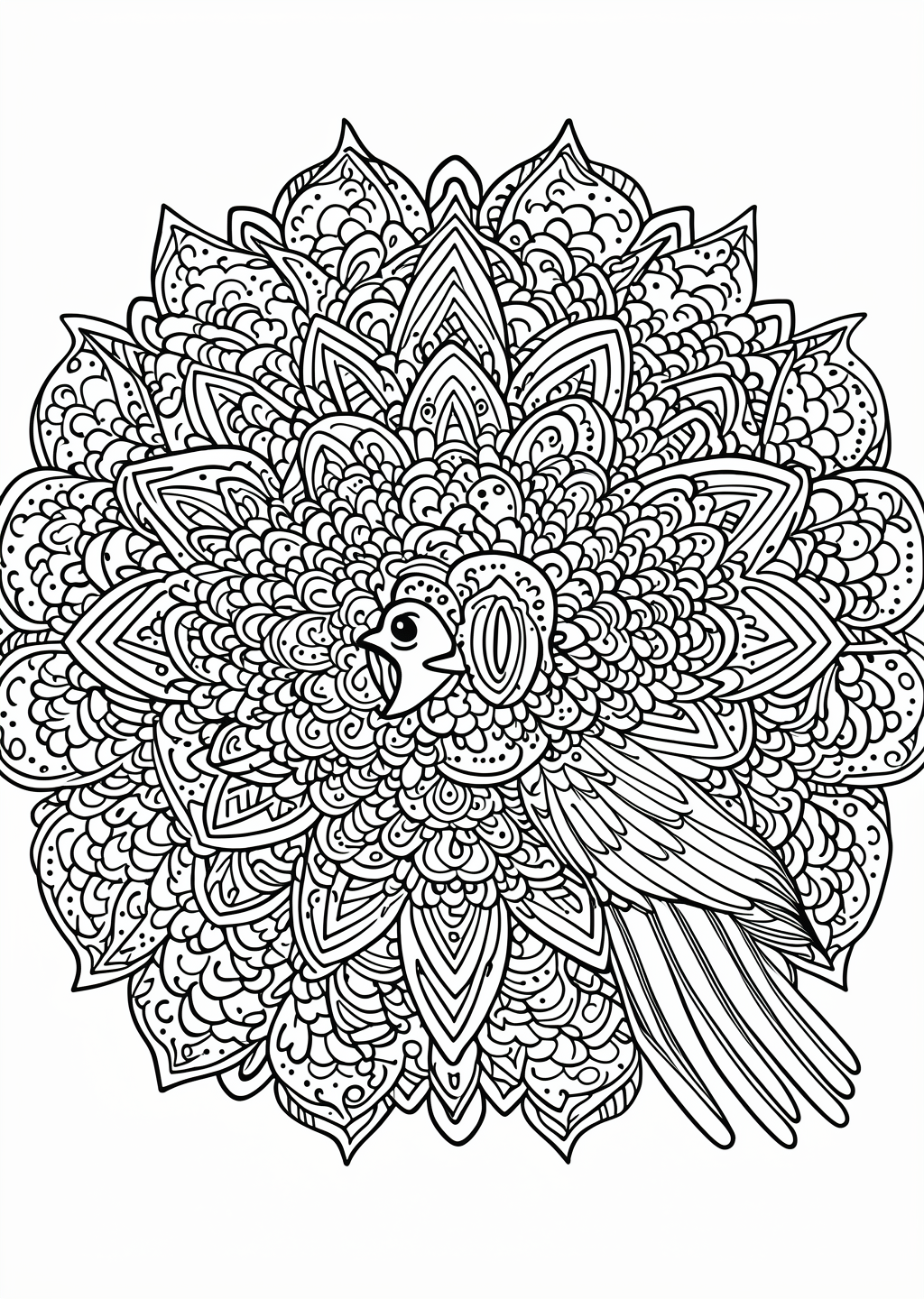 Mandala Voegel Coloring Page – line art