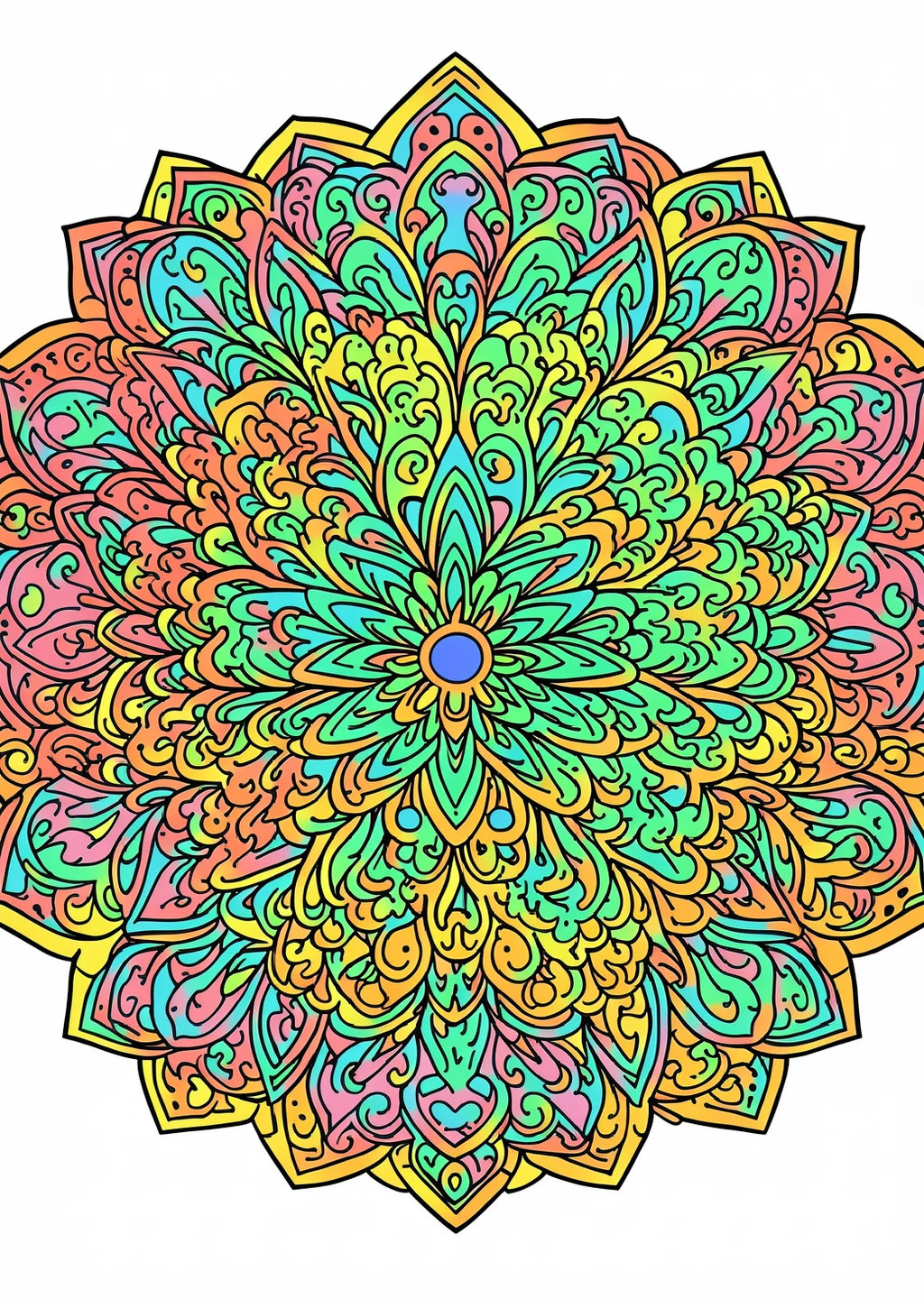 Mandala Christmas Coloring Page – colored example