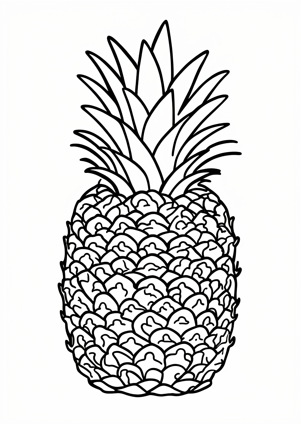Obst Ananas Coloring Page – line art