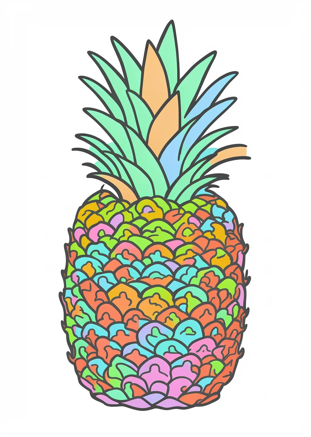Obst Ananas Coloring Page – colored example