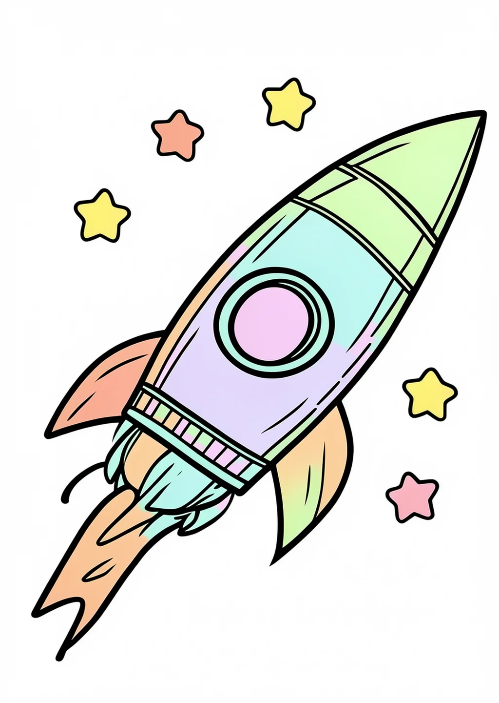 Rocket Coloring Page – colored example