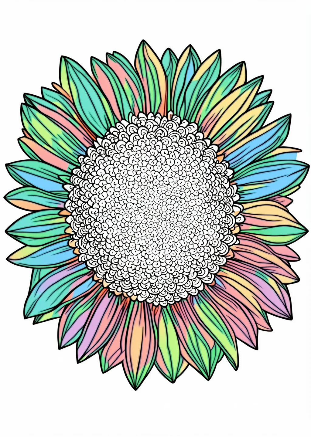Sunflower Coloring Page – colored example