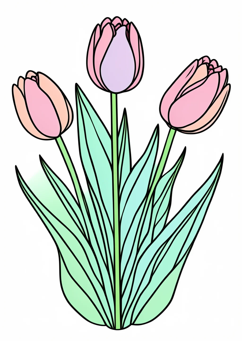 Tulip Coloring Page – colored example
